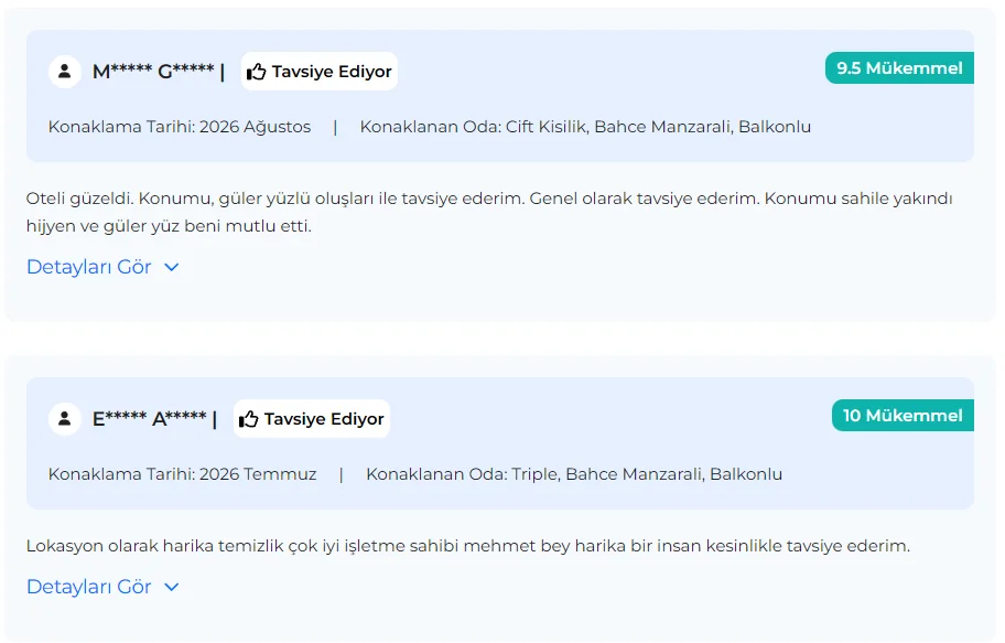 EtsTur misafir yorumları, ekran görüntüsü