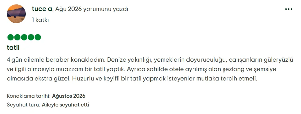 Tripadvisor misafir yorumu, ekran görüntüsü